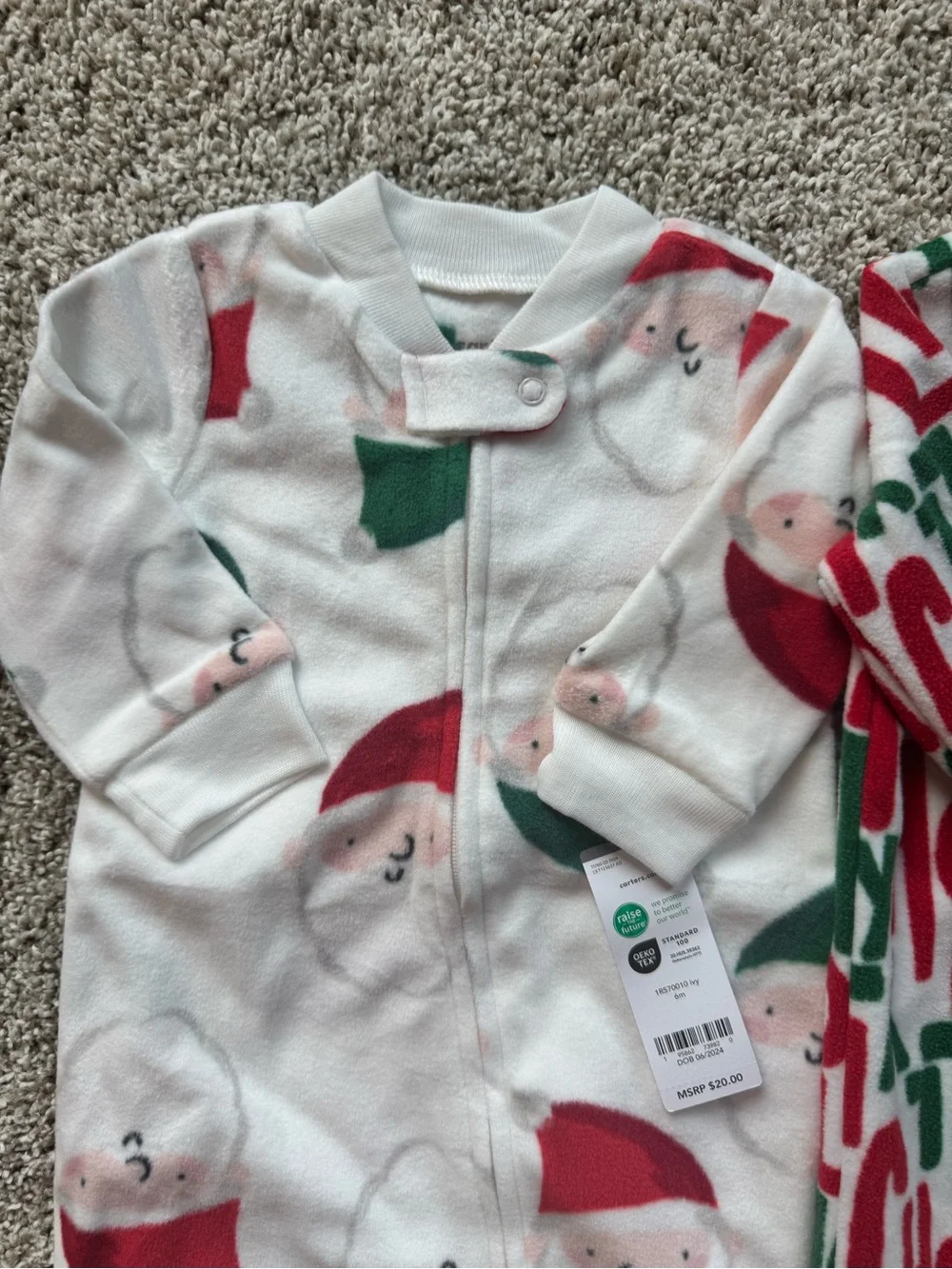 Carter's Holiday Fleece Footed One-Piece Pajama Bundle Size 6 Months 6M NWT